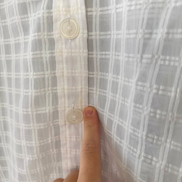 Jones New York Sheer Grid Button Up Shirt - Picture 3 of 11